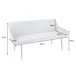 TURIN modern bársony ülőpad - 160cm - szürke