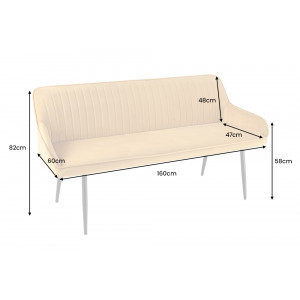 TURIN modern bársony ülőpad - 160cm - okker