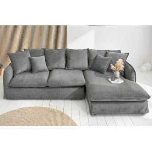 HEAVEN modern bársony sarokkanapé - szürke - 255cm INVICTA