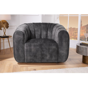 BABYLON design bársony fotel - antracit INVICTA