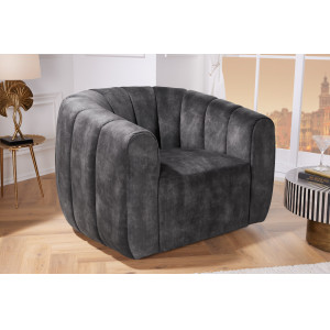 BABYLON design bársony fotel - antracit INVICTA