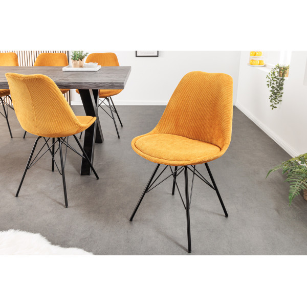 SCANDINAVIA design kordbársony szék - sárga