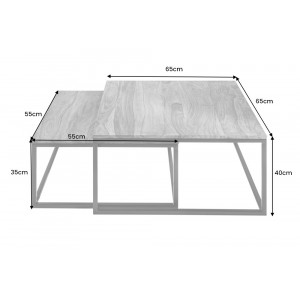 ELEMENTS tömör rózsafa dohányzóasztal szett - 65cm