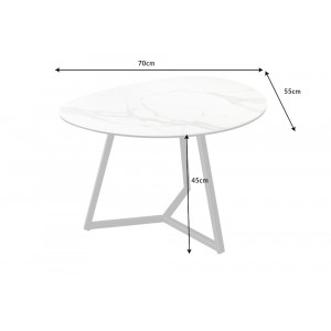 MARVELOUS exkluzív kerámia dohányzóasztal - 70cm - fehér