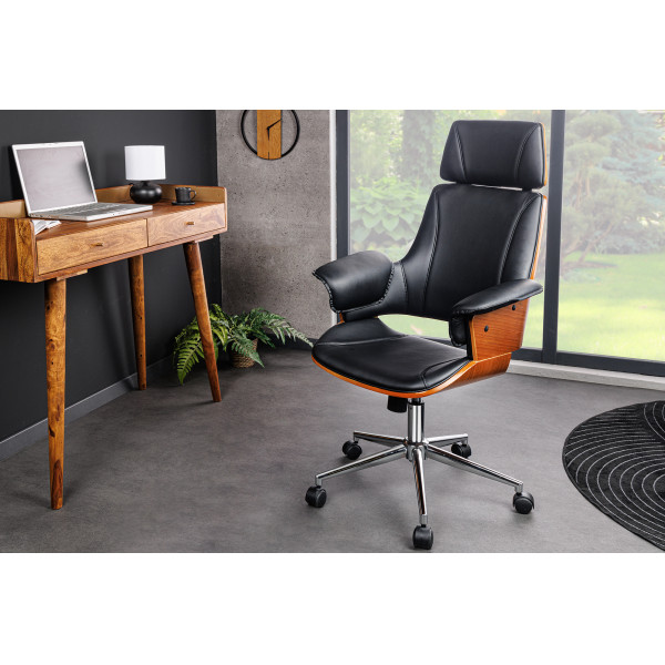 MANHATTEN design forgószék - fekete/dió