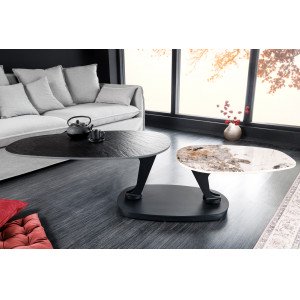 MOVEMENT exkluzív kerámia dohányzóasztal - fekete/beige INVICTA