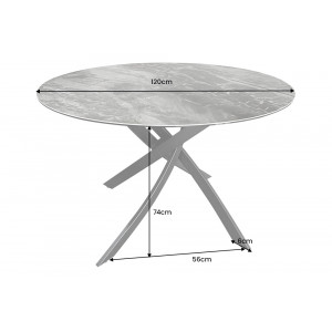 ALPINE kerek kerámia étkezőasztal - 120cm - szürke