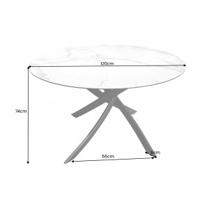 ALPINE kerek kerámia étkezőasztal - 120cm - antracit