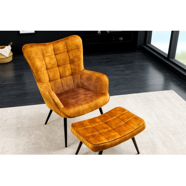 SCANDINAVIA design bársony fotel - mustár SCANDINAVIA design bársony fotel - mustár