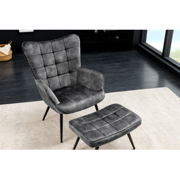 SCANDINAVIA design bársony fotel - szürke SCANDINAVIA design bársony fotel - szürke