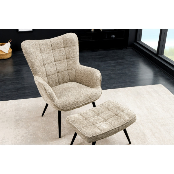 SCANDINAVIA design bouclé fotel - beige SCANDINAVIA design bouclé fotel - beige