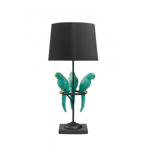 PARADISE modern papagájos asztali lámpa 75 cm – zöld / fekete / arany INVICTA