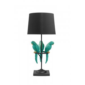 PARADISE modern papagájos asztali lámpa 75 cm – zöld / fekete / arany INVICTA