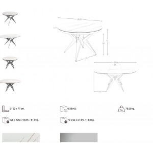 HERRERA exkluzív kerámia bővíthető étkezőasztal - 120/170cm