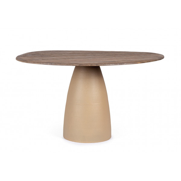 NOVELLA kerek mangófa étkezőasztal - 140cm - barna