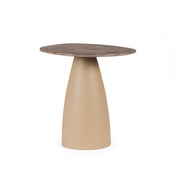 NOVELLA kerek mangófa lerakóasztal - 50cm - barna