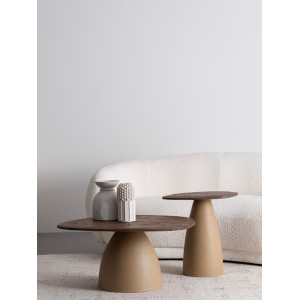 NOVELLA kerek mangófa lerakóasztal - 50cm - barna BIZZOTTO