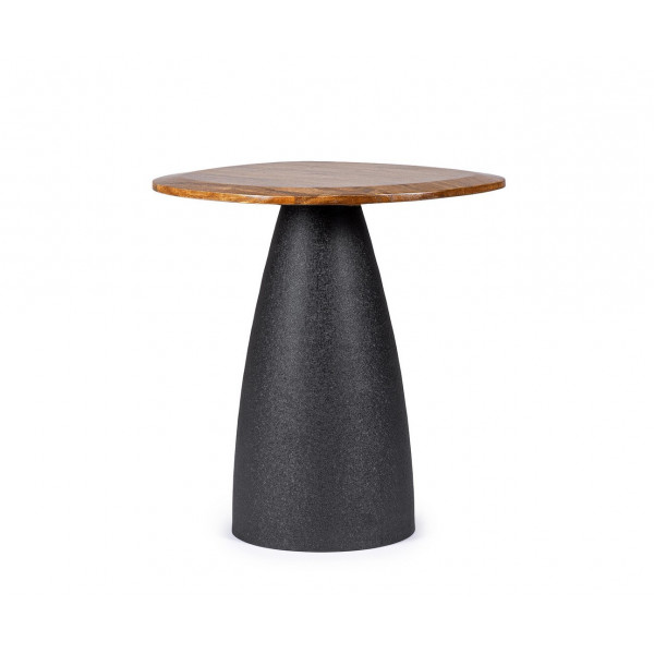 NOVELLA kerek mangófa lerakóasztal - 50cm - fekete