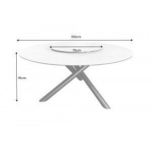 SPIN kerek kerámia étkezőasztal - 150cm - fehér