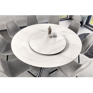 SPIN kerek kerámia étkezőasztal - 150cm - fehér INVICTA