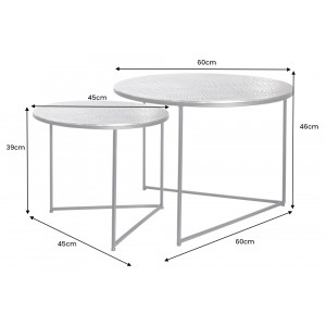 NILOTIC design fém dohányzóasztal szett- ezüst