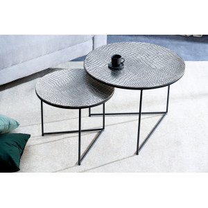 NILOTIC design fém dohányzóasztal szett- ezüst INVICTA