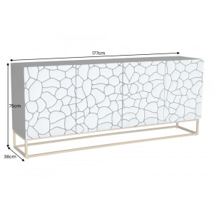 VULCANO modern mangófa komód- 177cm - fehér
