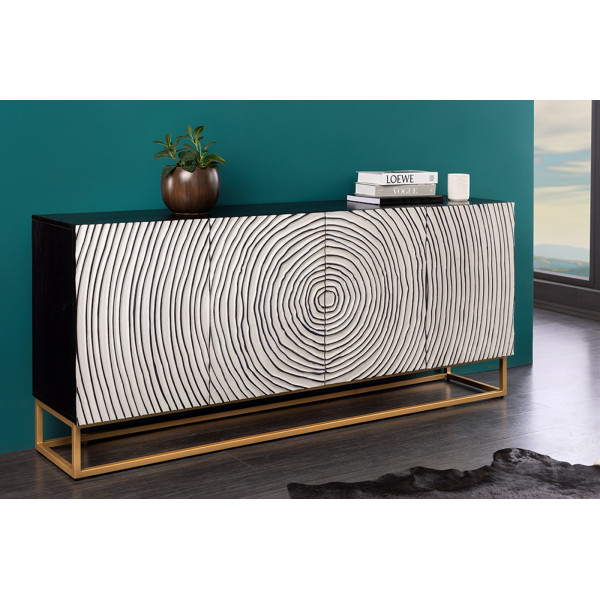 ZEN CIRCLE modern mangófa komód- 177cm - fehér