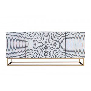 ZEN CIRCLE modern mangófa komód- 177cm - fehér