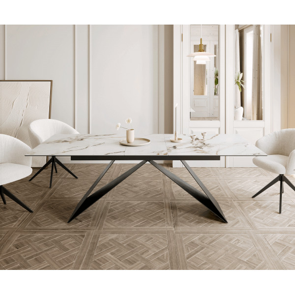 MEMENTO prémium kerámia étkezőasztal - 180-220cm - calacatta