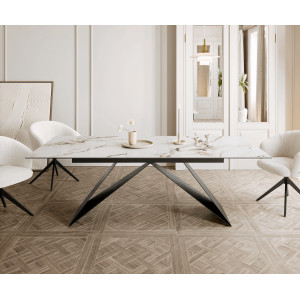 MEMENTO prémium kerámia étkezőasztal - 180-220cm - calacatta DELIFE