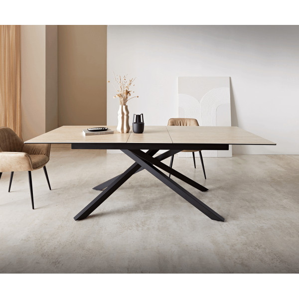 TIVOLI prémium kerámia étkezőasztal - 180-220cm - travertin