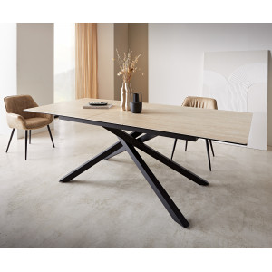 TIVOLI prémium kerámia étkezőasztal - 180-220cm - travertin