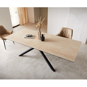 TIVOLI prémium kerámia étkezőasztal - 180-220cm - travertin