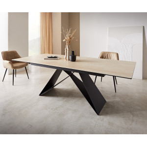 TIBUR prémium kerámia étkezőasztal - 180-220cm - travertin