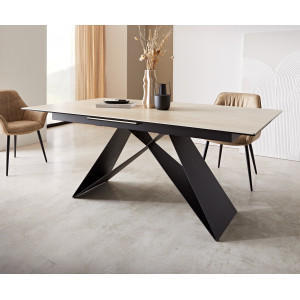 TIBUR prémium kerámia étkezőasztal - 180-220cm - travertin