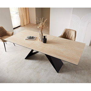 TIBUR prémium kerámia étkezőasztal - 180-220cm - travertin