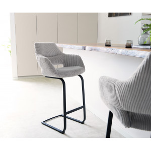 BARNES prémium bárszék - szürke kordbársony DELIFE