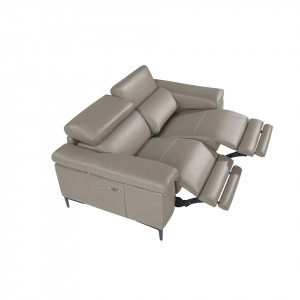 PIZARRA prémium bőr relax kanapé - 3 személyes - szürke