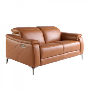 PICASSENT prémium bőr relax kanapé - 2 személyes - barna