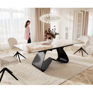 MURANO prémium kerámia étkezőasztal - 180-220cm - beige márvány DELIFE