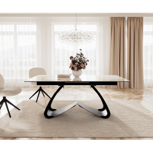 MURANO prémium kerámia étkezőasztal - 180-220cm - beige márvány DELIFE