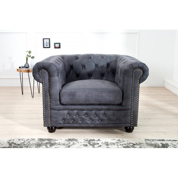 CHESTERFIELD design fotel - vintage szürke