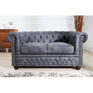 CHESTERFIELD design 2 személyes kanapé - vintage szürke INVICTA
