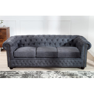 CHESTERFIELD design 3 személyes kanapé - vintage szürke INVICTA