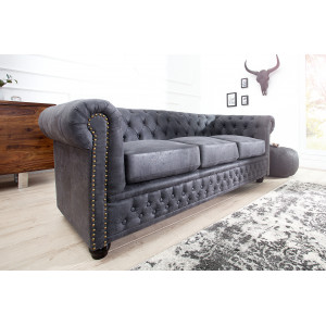 CHESTERFIELD design 3 személyes kanapé - vintage szürke INVICTA