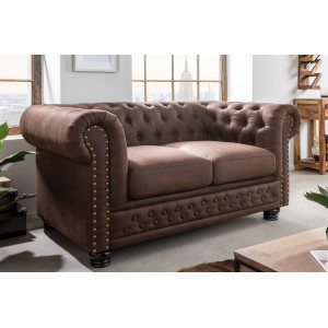 CHESTERFIELD design 2 személyes kanapé - vintage barna INVICTA