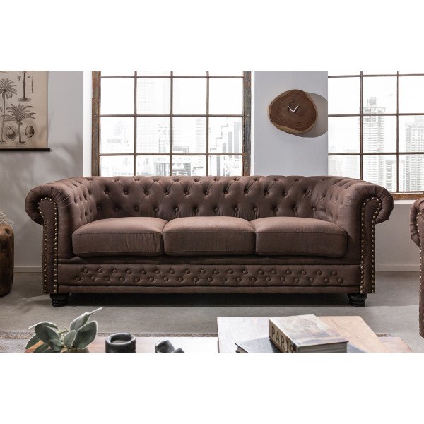 CHESTERFIELD design 3 személyes kanapé - vintage barna