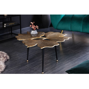 GINKGO design fém dohányzóasztal - 75cm - arany INVICTA