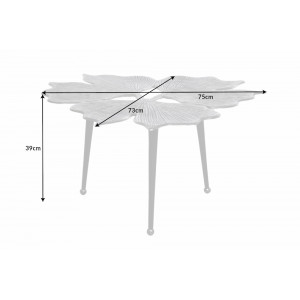 GINKGO design fém dohányzóasztal - 75cm - ezüst